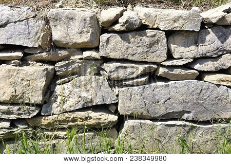 Background Of Stacked And Uncemented Stone Wall