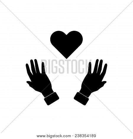 Healthcare Hands Holding Heart Flat Icon For Apps And Website Eps 10