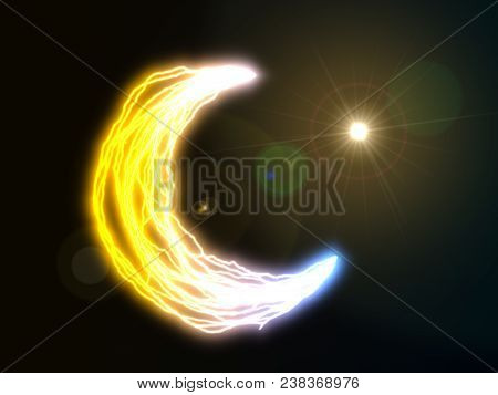 Half Moon Shaped Electric Arcs. 3d Illustration