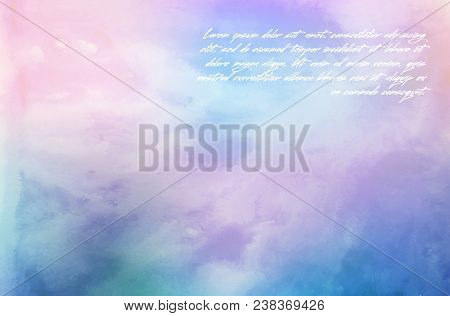 Hand Painted Watercolor Sky And Clouds. Abstract Watercolor Background, Vector Illustration