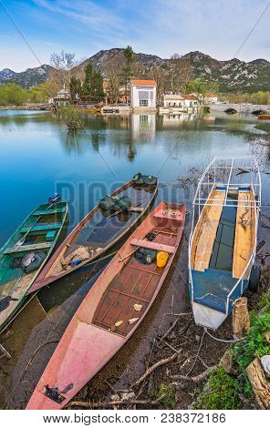 Neglected Empty Fisherman Boats On The Shore Of Lake Skadar In Virpazar, Montenegro