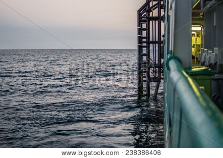 View From Ship Or Vessel Deck To Open Sea - Heavy Duty Work At Sea.