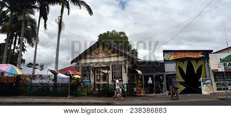 Nimbin, Australia - Dec 26, 2017. Nimbin Is A Lush Hinterland Town, Hub For Counterculture And Alter