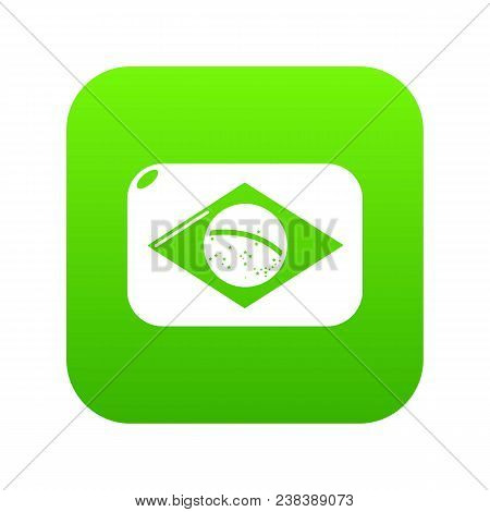 Brazilian Flag Icon Green Vector Isolated On White Background