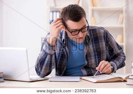 Young student studying over internet in telelearning concept