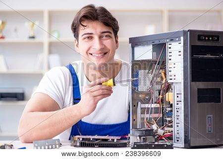 Computer hardware repair and fixing concept by experienced techn