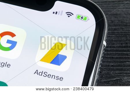 Sankt-petersburg, Russia, April 27, 2018: Google Adsense Application Icon On Apple Iphone X Screen C