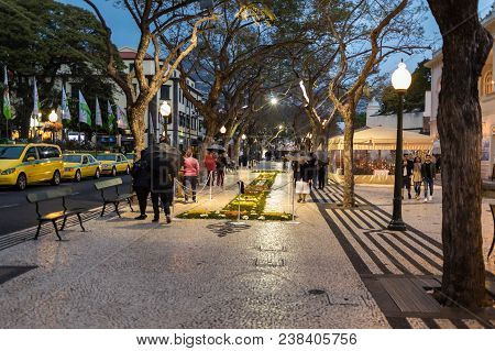 Funchal, Madeira, Portugal - April 20, 2018: Flower Festival - The Famous Floral Carpets In The City