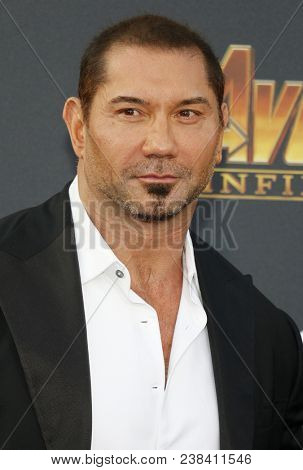 Dave Bautista at the premiere of Disney and Marvel's 'Avengers: Infinity War' held at the El Capitan Theatre in Hollywood, USA on April 23, 2018.