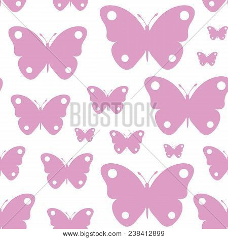 Seamless Texture With Silhouettes Of Vector Butterflies