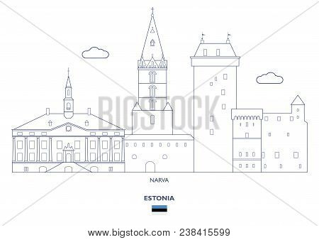 Narva Linear City Skyline, Estonia. Famous Places