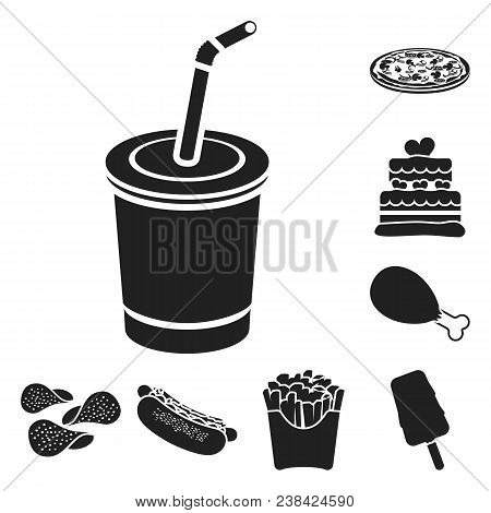 Fast Food Black Icons In Set Collection For Design.food From Semi-finished Products Vector Symbol St