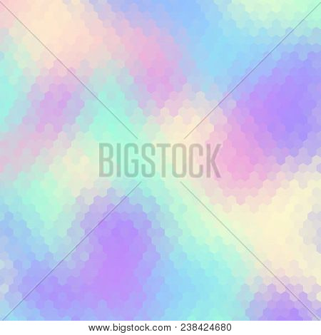 Blurred Background. Geometric Abstract Pattern In Low Poly Style. Effect Of A Glass. Holographic Col