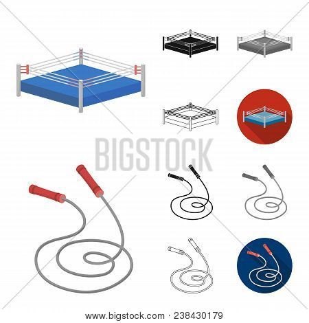 Boxing Extreme Sports Cartoon, Black, Flat, Monochrome, Outline Icons In Set Collection For Design. 