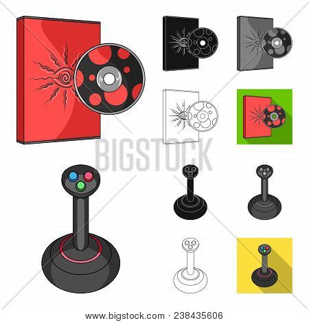 Game Console And Virtual Reality Cartoon, Black, Flat, Monochrome, Outline Icons In Set Collection F