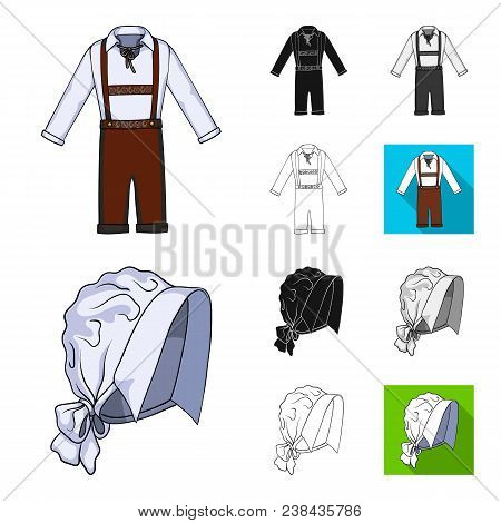 Country Germany Cartoon, Black, Flat, Monochrome, Outline Icons In Set Collection For Design. German