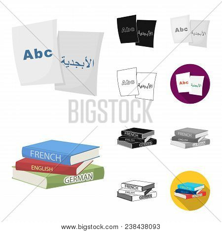 Translator And Linguist Cartoon, Black, Flat, Monochrome, Outline Icons In Set Collection For Design