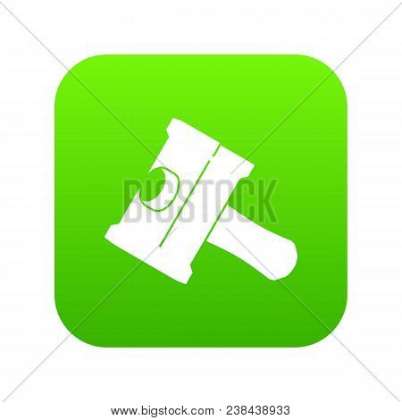 Big Sledgehammer Icon Green Vector Isolated On White Background