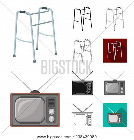 Human Old Age Cartoon, Black, Flat, Monochrome, Outline Icons In Set Collection For Design. Pensione