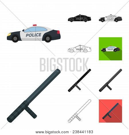 Police, Department Cartoon, Black, Flat, Monochrome, Outline Icons In Set Collection For Design.dete