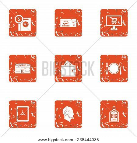 Big Startup Icons Set. Grunge Set Of 9 Big Startup Vector Icons For Web Isolated On White Background