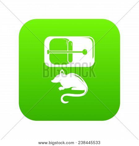 Mousetrap Icon Green Vector Isolated On White Background