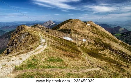 Hike Trail In Mala Fatra National Park, Slovakia. Mountain Landscape