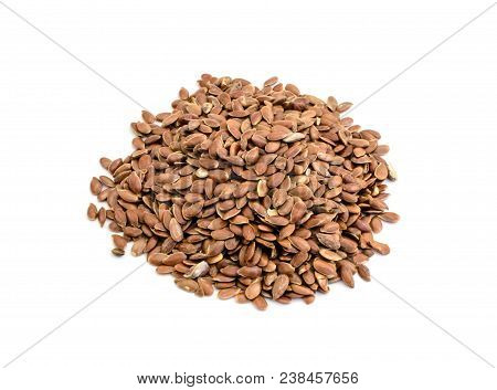Flax Seeds Isolated White Bascground. Food Photo.