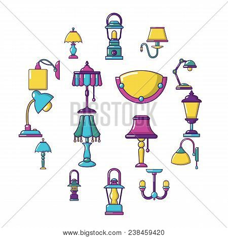 Lamp Icons Set. Cartoon Illustration Of 16 Lamp Vector Icons For Web