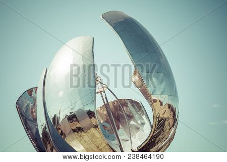 Buenos Aires, Argentina -  January 30, 2018: Floralis Generica Sculpture Made Of Steel And Aluminum