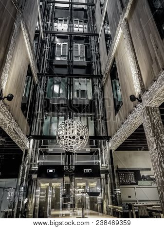 Sydney, Australia - May 21, 2017: Lobby Design Of Ovolo 1888 Hotel At Darling Harbour, Pyrmont. The 