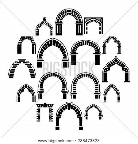 Arch Types Icons Set. Simple Illustration Of 16 Arch Types Vector Icons For Web