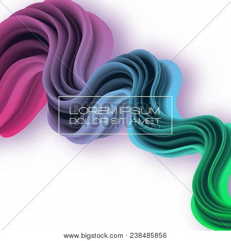 3d Multicolored Liquid Shape With Dynamic Effect. Abstract Gradient Curved Stream. Blended Fluid Col