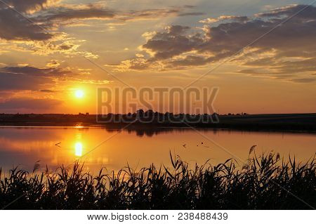 Sunset On The Beach With Beautiful Sky