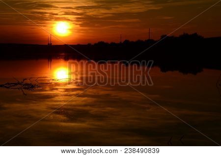 Sunset On The Beach With Beautiful Sky.
