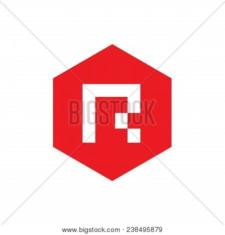 Red Hexagon With Letter R, Vector Logo Design