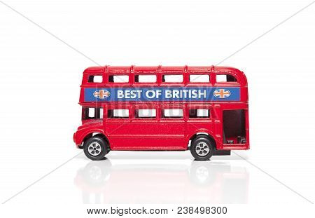 A Red London Doubledecker Bus. Isolated On White Background