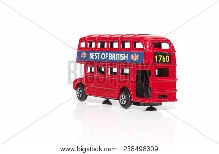 A Red London Doubledecker Bus. Isolated On White Background