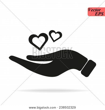 Web Icon. Hearts In Hand. Heart Icon Vector Illustration. Eps10
