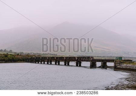 Scenic View Of Old Valentia River Viaduct In The Wild Atlantic Way Of Ireland Against Mountains And 