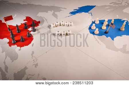 Usa And China Trade War Concept. Tade War Caused By The 2018 Us Tariffs On Steel And Aluminium
