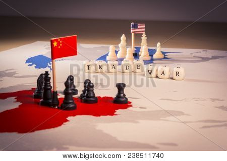Usa And China Trade War Concept. Tade War Caused By The 2018 Us Tariffs On Steel And Aluminium