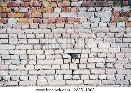 Background Brick Old Wall With Red And White Bricks