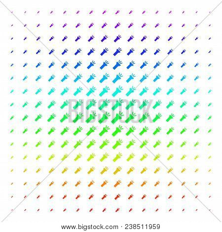 Electric Torch Light Icon Spectral Halftone Pattern. Vector Electric Torch Light Items Arranged Into