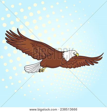 Pop Art Background Bird Eagle, Falcon. Vector Illustration Of An Imitation Retro Comic Style