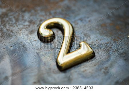 Number Two, 2 Greeting Card, 2 Number, Volume Figure 2 Year, 2 Year Anniversary Gold Logo, Template 