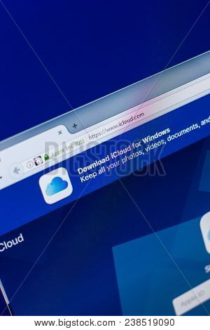 Ryazan, Russia - April 29, 2018: Homepage Of Icloud Website On The Display Of Pc, Url - Icloud.com