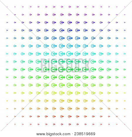 Logout Icon Spectral Halftone Pattern. Vector Logout Objects Arranged Into Halftone Grid With Vertic