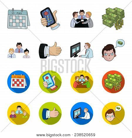 Videoconference, Business Thoughts, A Badge Of Okay.bizneskonferentsiya And Negotiations Set Collect