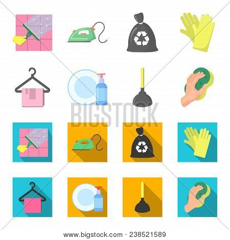 Cleaning And Maid Cartoon, Flat Icons In Set Collection For Design. Equipment For Cleaning Vector Sy